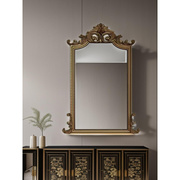 法式复古壁挂浴室镜美式卫生间雕花挂墙化妆镜欧式风壁炉装饰镜子