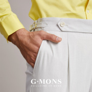 那不勒斯西裤男九分裤米白色，垂感商务休闲高腰，西装裤直筒修身夏季