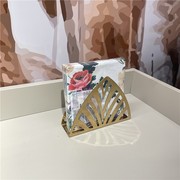 宜家提斯泰宁餐巾盘黄铜，色金属餐巾纸架，收纳架餐厅厨房方形纸巾盒
