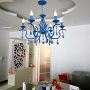 地中海蓝色吊灯美式客厅餐厅，卧室灯欧式铁艺，灯水晶吊灯服装店吊灯