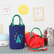 日式帆布保温桶饭盒包装饭盒，手提袋圆形饭桶，包带饭包便当袋小拎包