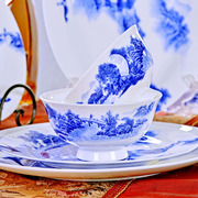 景德镇吃饭碗防烫高脚釉中彩骨瓷中式餐具套装青花单米碗家用10个