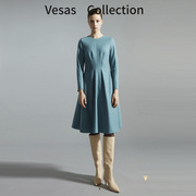 Vesas Collection唯尚女装 连衣裙 中式复古挂脖 针织裙 D1210