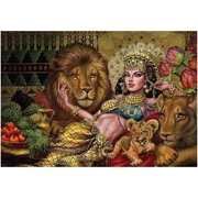 精准印花法国DMC绣线十字绣套件客厅卧室人物油画 美女与狮子