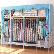 衣柜简易组装加粗实木布衣柜(布，衣柜)加固衣柜，家用卧室出租房衣橱收纳衣架