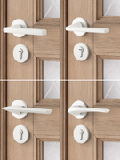 白色门锁室内卧室房门，锁具家用简约磁吸静音分体，门把手房间木门锁