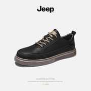 jeep吉普男鞋2024年春季鞋子，软底运动板鞋商务，休闲鞋男士皮鞋