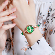 亚铂尼时尚潮流小表盘，绿色女士手表，手链式百搭防水女生表