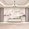 新中式水墨山水画墙纸客厅，电视背景壁布卧室壁纸，影视墙布壁画