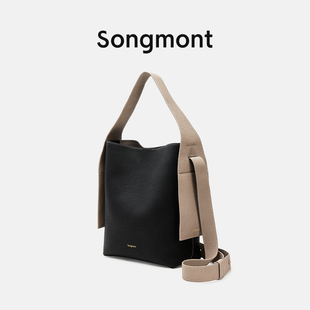 Songmont挂耳托特系列中号设计师款头层牛皮轻背负通勤单肩斜挎包