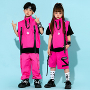 街舞儿童潮服hiphop嘻哈男童工装演出服表演服套装女童爵士舞服装