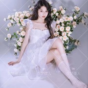 影楼写真服装仙气少女连衣裙白色森系公主裙个人艺术照拍照服