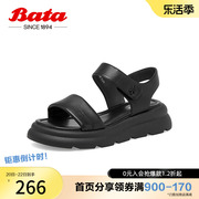 奥莱Bata厚底凉鞋女夏商场羊皮松糕通勤一字带凉鞋AVI02BL3