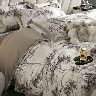 美谊家纺美式春秋四件套天丝棉加厚床单被套保暖高档床上用品