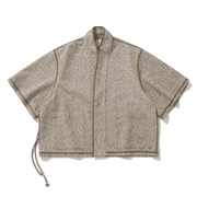 Army Logic 24SS 春夏季外套男卡其色时髦撞色拼接宽松五分袖开衫