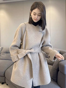 双面羊绒大衣女2023秋冬高级感小个子高端羊毛，赫本风毛呢外套