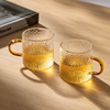 忆壶茶玻璃小茶杯6只装玻璃杯，带把手2个米粒，锤纹功夫茶具配件耐热