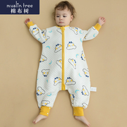 棉布树婴儿睡袋春秋薄款三层，空气棉睡衣秋冬宝宝分腿儿童四季通用