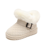 女童雪地靴2023冬季加绒防滑儿童棉鞋，加绒保暖中大童冬天鞋子