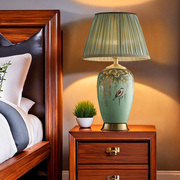 美式奢华高档客厅茶几台灯中式卧室床头灯欧式复古花鸟书房纯