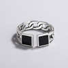 戒指ring女简约气质韩版方形链条锁链指环时尚个性复古泰银饰品