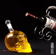骷髅头创意个性酒瓶 伏特加水晶玻璃骷髅酒杯 红酒瓶鸡尾酒空瓶瓶