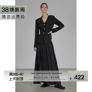 unspoken黑色西装外套女春装季气质(季，气质)设计感小众高级感垫肩西服上衣