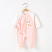 新生婴儿儿衣服系带宝宝连体衣春秋初生婴儿和尚服纯棉哈衣打底