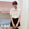 法式娃娃领衬衫短袖正肩款夏季流行韩系气质通勤洋气蕾丝白色衬衣