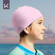 儿童泳帽男女童印花可爱专业硅胶游泳帽女长发防水不勒头护耳