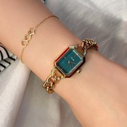 小长方形石英镂空手链款表带气质手表女士ins风玫瑰普通国产腕表