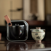 班意陶瓷杯玻璃公道杯快客杯一人饮旅行茶具，茶海便携泡茶器