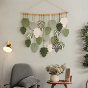 ins手工编织龟背叶子创意，家居装饰绿色植物，挂毯现代田园风壁挂饰