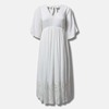 200斤大码女装外贸欧美出口拼接蕾丝收腰显瘦长裙白色连衣裙夏B15