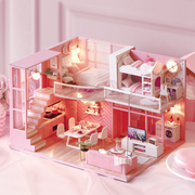 自己动手diy礼物小屋卧室微缩模型，梦想天使创意房间场景公主房子