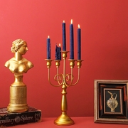 欧式复古金色铁艺烛台拍摄摆拍道具北欧家居，烛光晚餐桌装饰品摆设