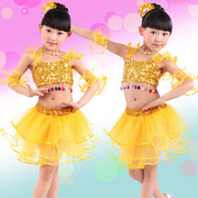 2023儿童舞蹈服装夏季演出服装纱裙拉丁舞表演服装分体亮片套裙子