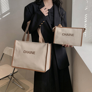 CHAINE PANIS复古化妆包女帆布便携大容量方形大号化妆品收纳包袋