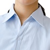 浅蓝衬衫斜纹短袖女士棉职业装，v领宽松收腰面试长袖工装气质