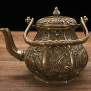 仿古纯铜壶摆件，八宝水壶茶壶装饰工艺，古玩收藏杂项铜器