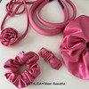 韩国粉红色少女心大肠圈质感花朵，绑带布艺发绳气质发箍发夹发饰新