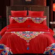 结婚床上用品四件套婚庆红色C婚房喜被磨毛床单被罩大红色婚