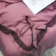 高档纯色蕾丝被套四件套床笠款1.8m床上用品公主风床单4三件套单