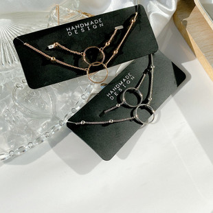 青岛欧美外贸饰品简约豆豆链金色几何设计感时髦锁骨项链手链套装