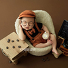 小绅士衣服新生儿摄影主题，套装婴儿拍照服装，宝宝满月照原版道具