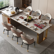 古调轻奢岛台餐桌一体家用多功能，茶桌现代简约亮光岩板餐桌椅组合