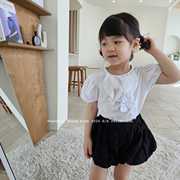 Peach pie 韩国童装2024夏 女孩儿童立体堆堆荷叶领T恤花苞短裤