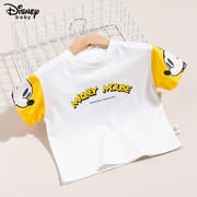 品牌特卖迪士尼儿童t恤短袖，夏装米奇男童宝宝，纯棉半袖上衣潮