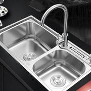 厨房304不锈钢水槽双槽一体成型加厚手工单水池(单水池)洗碗洗菜盆洗手盆