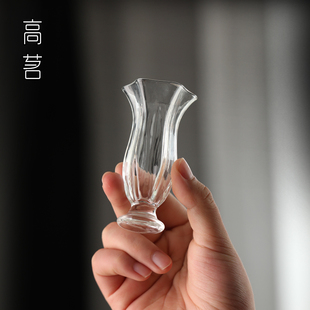 日式闻香品茗杯创意花朵高脚透明玻璃，小茶杯女士喝花茶家用小口杯